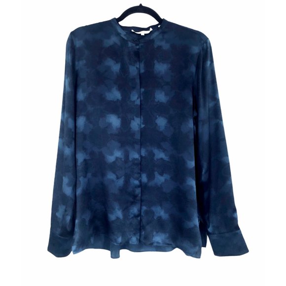 Vince Winter Tie Dye Silk Blouse Hydra Size 8 - Picture 3 of 10